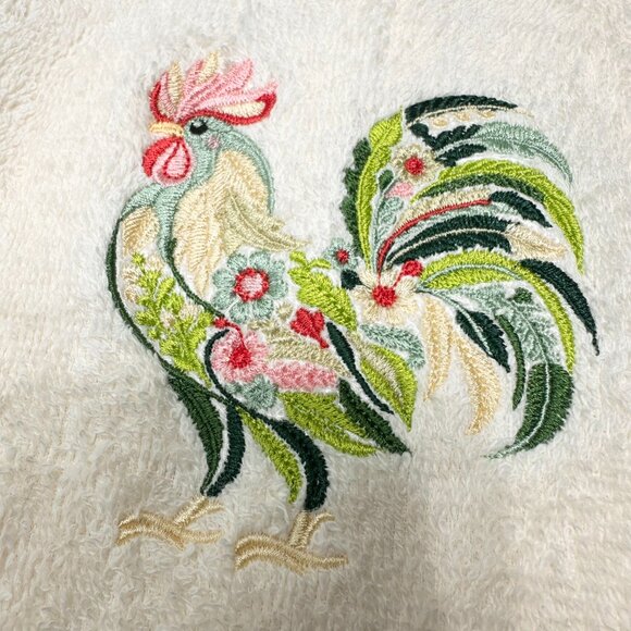 Chicken Towels Embroidered Hand Towel Set Hen Rooster Bathroom Home Farm Decor - Picture 4 of 13